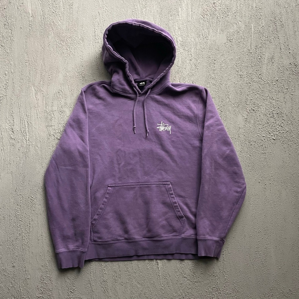 Vintage Basic Logo Hoodie Mens Medium Purple Modern Stussy